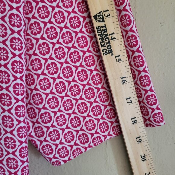 Talbots Boho Top Women's 2X Pink White Tie Waist Short Sleeve Zip Side Career - Picture 5 of 8